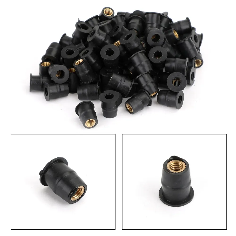 100 Cantidad 10-32 M5 Tuerca de goma para parabrisas & Tuercas de carenado de 3/8" - 5 mm genéricas