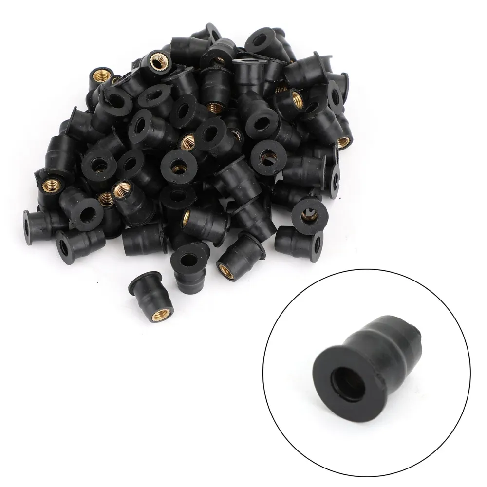 100 Cantidad 10-32 M5 Tuerca de goma para parabrisas & Tuercas de carenado de 3/8" - 5 mm genéricas