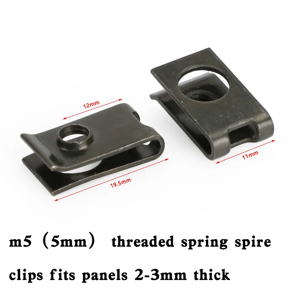 10/20/50PCS Pequeño M5 5mm Clips de resorte de carenado de motocicleta Tuercas de aguja de velocidad Clip U Tuerca genérica
