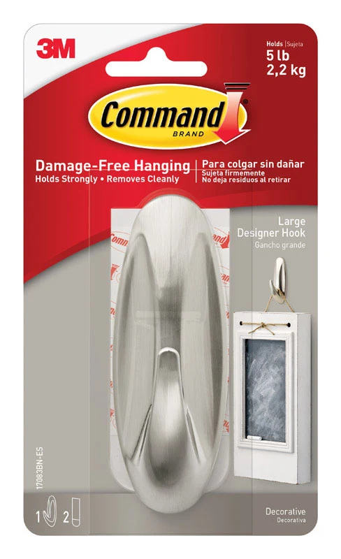 Gancho metálico grande Command de 3M, 10,5 cm de largo, paquete de 1 - Oferta de la semana