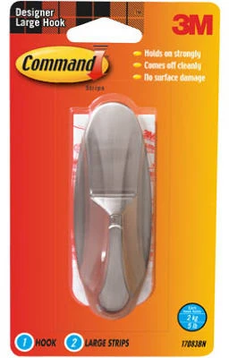 Gancho metálico grande Command de 3M, 10,5 cm de largo, paquete de 1 - Oferta de la semana