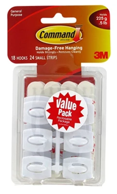 Gancho de plástico 3M Command Mini de 1,375 pulgadas de largo, paquete de 18 - Oferta de la semana