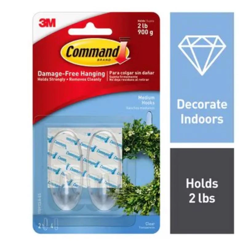 Tiras Command 17091CLR Ganchos Command™ transparentes medianos (2 unidades) - Oferta de la semana 3M