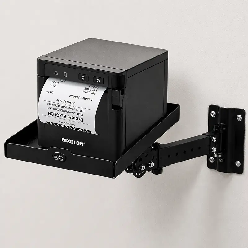 Bandeja para impresora de recibos Bixolon de acero inoxidable con brazo oscilante industrial