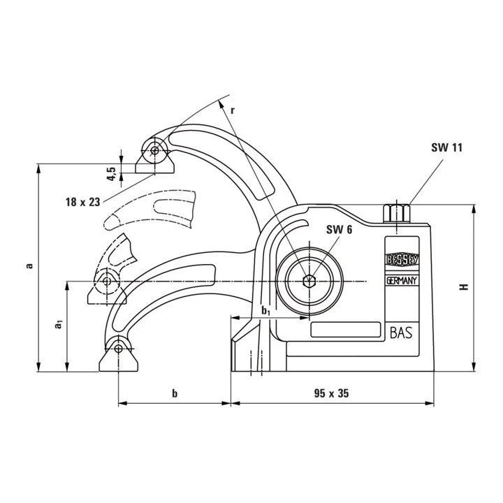 Pinza compacta BESSEY BAS Altura de sujeción 97 mm Proyección 60 mm ( 4123716050 )