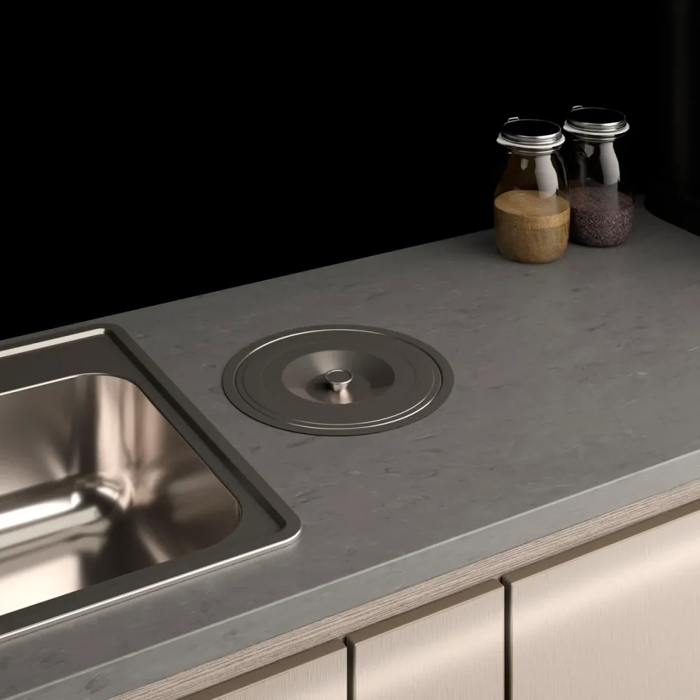 Basurero contenedor para mesón en acero inoxidable negro satinado Bonuit