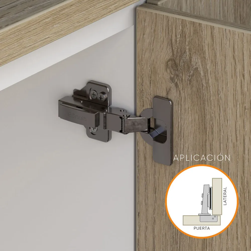Bisagra de cazoleta para mueble high quality cierre lento clip-on de fácil montaje negro titanio Bonuit