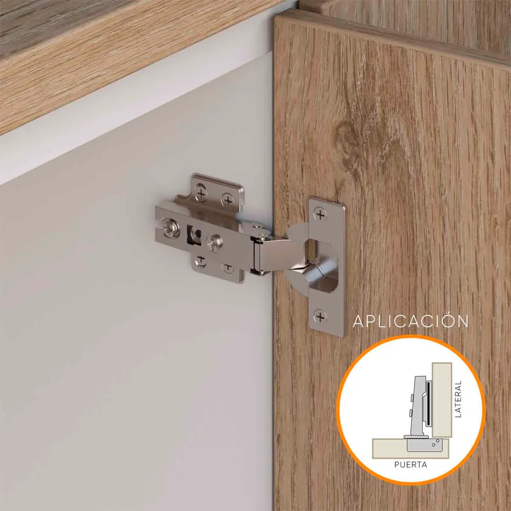 Bisagra de cazoleta para mueble slide on de 110° Niquelado Bonuit