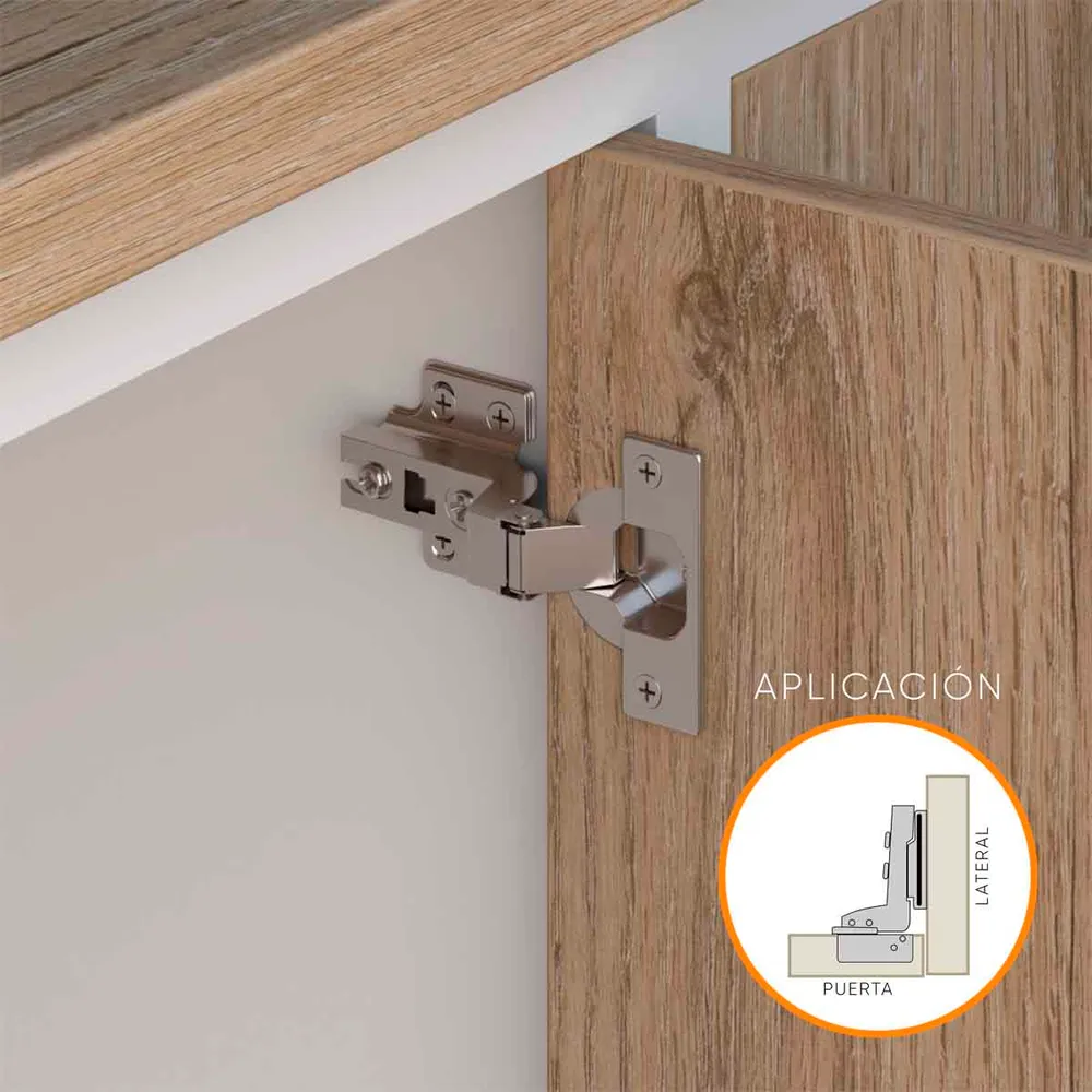 Bisagra de cazoleta para mueble slide on de 110° Niquelado Bonuit