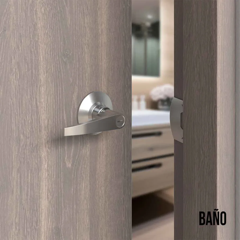 Cerradura chapa palanca tubular plus para puerta de paso Niquelado Bonuit