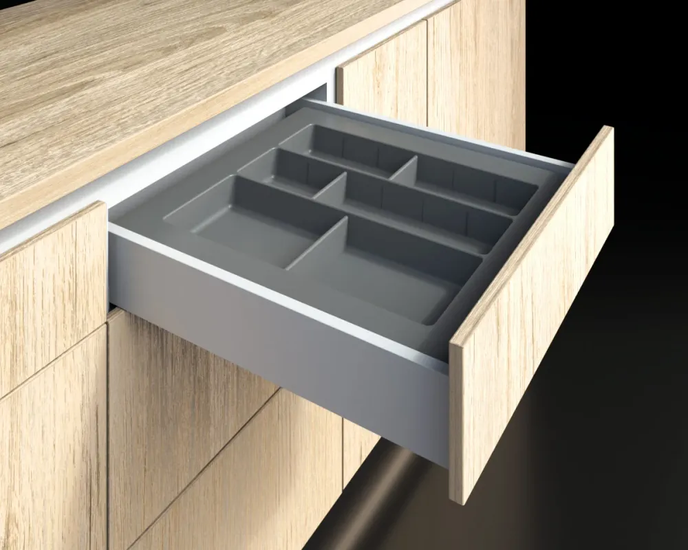 Cubiertero organizador plástico gris serie A2 440X480X50 mm Bonuit