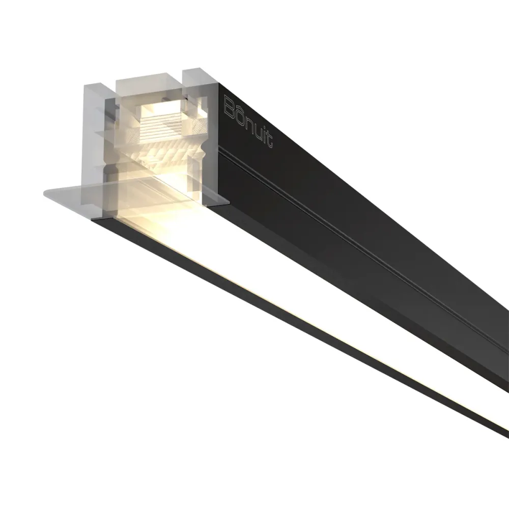 Perfil en aluminio con iluminación led, multicorte empotrable o de sobre poner negro / anodizado Gris Bonuit