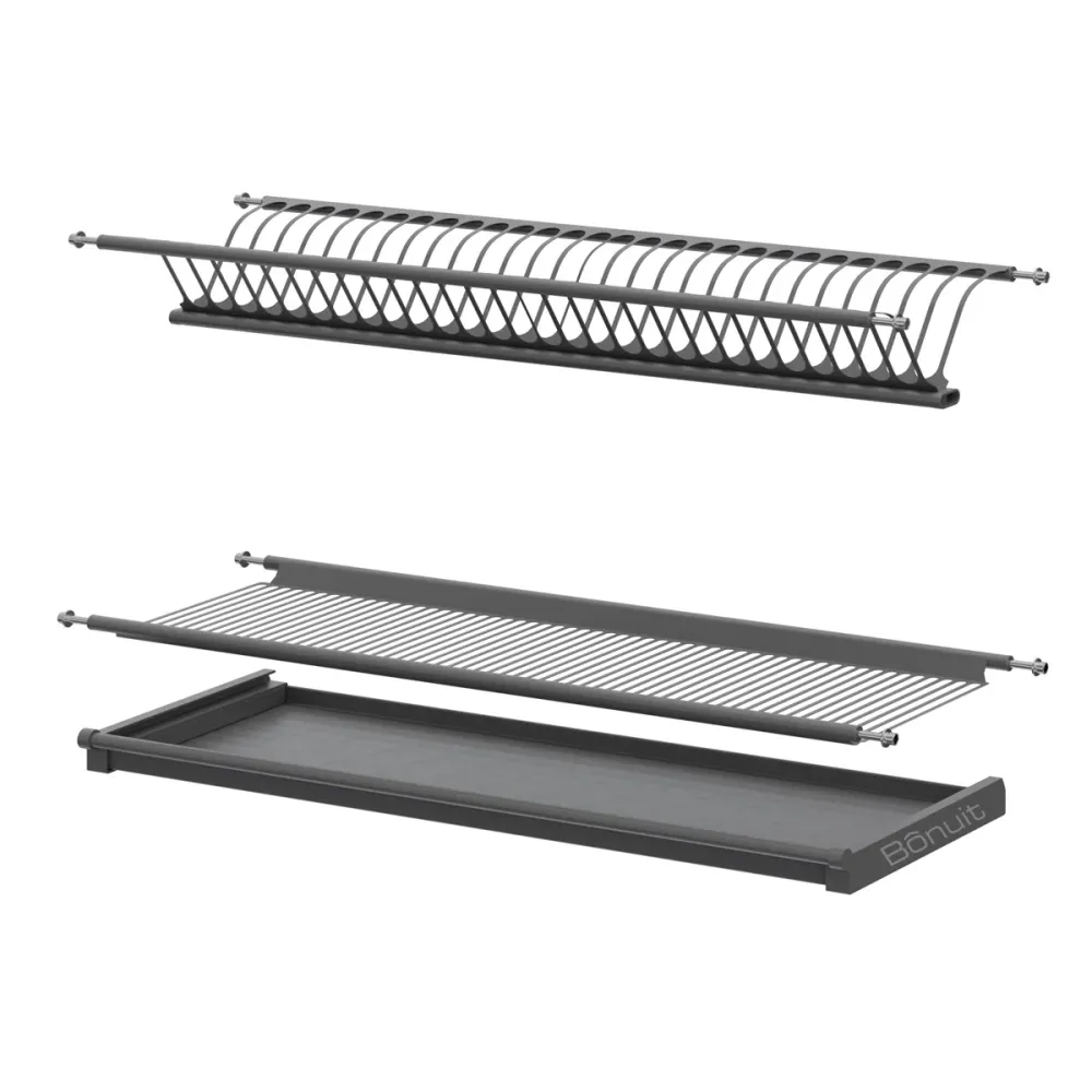 Platero en acero inoxidable cromado, negro o gris antracita de 800 mm Gris Bonuit