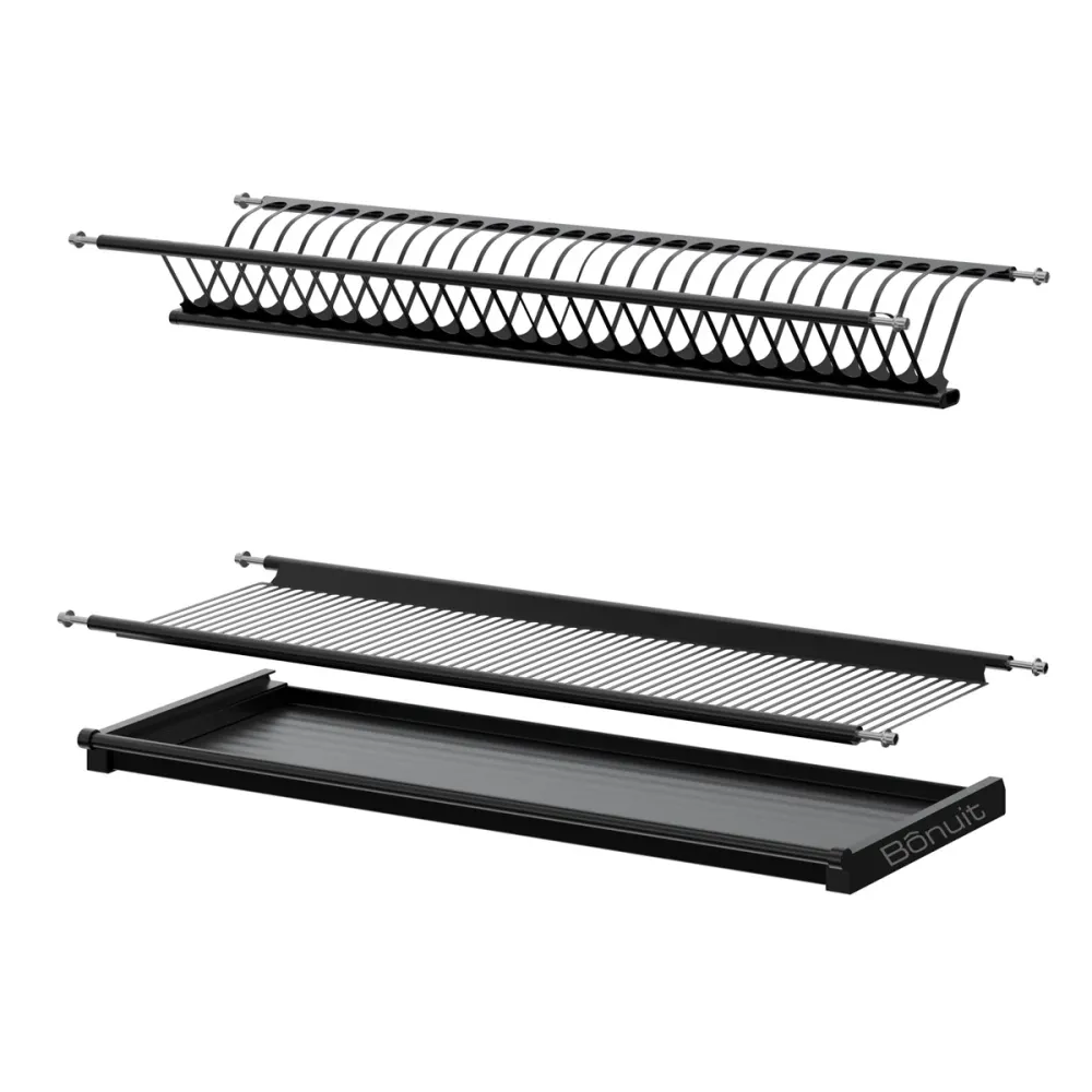 Platero en acero inoxidable cromado, negro o gris antracita de 800 mm Gris Bonuit