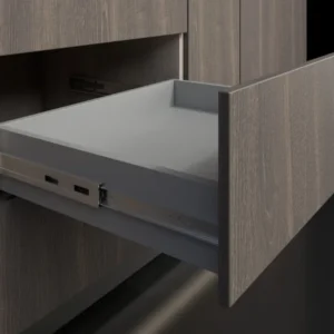 Riel corredera para cajón push to open con extensión total 30 kg Zincado Bonuit