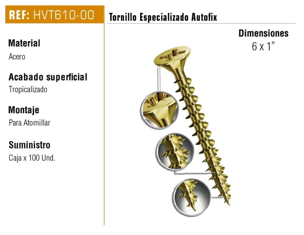 Tornillo especializado Autofix 6 x 1 Bonuit