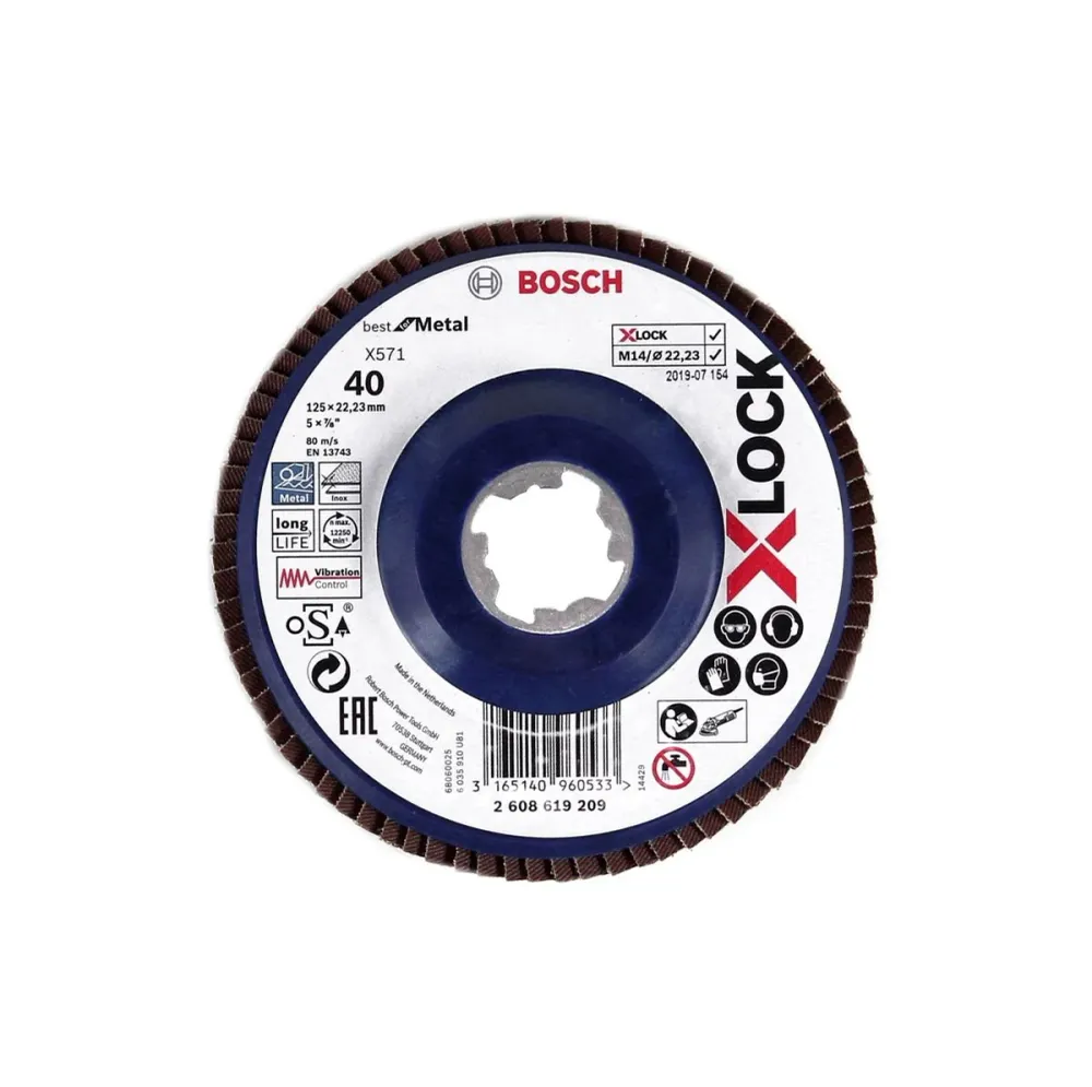 Disco de láminas Bosch X571 X-LOCK Best Metal 125x22,23 mm K40 (2608619209) versión recta Bosch Professional