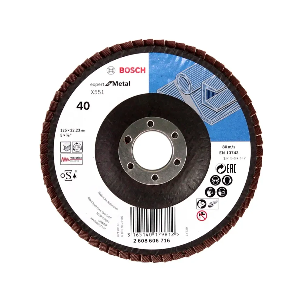 Discos de láminas Bosch X551 Expert Metal 125 mm, K40, 50 piezas (50x 2608606716) Bosch Professional