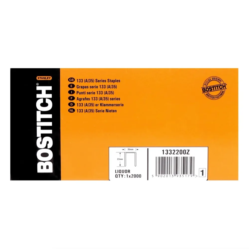 Bostitch Grapas para cartón A7/8 133 (/35) - 22 mm / Licor - 2.000 grapas ( 1332200Z ) para DSA-3522-E / DS-3522-E / MS-35...