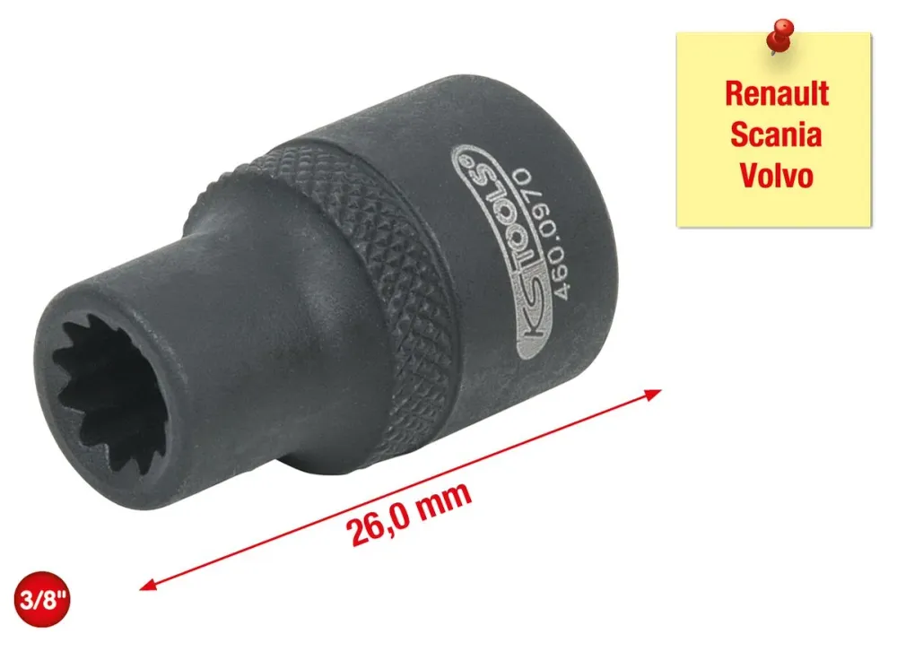 KS TOOLS Llave de vaso para pinzas de freno de Renault/Scania/Volvo, 11 cantos ( 460.0970 ) BRILLIANT TOOLS