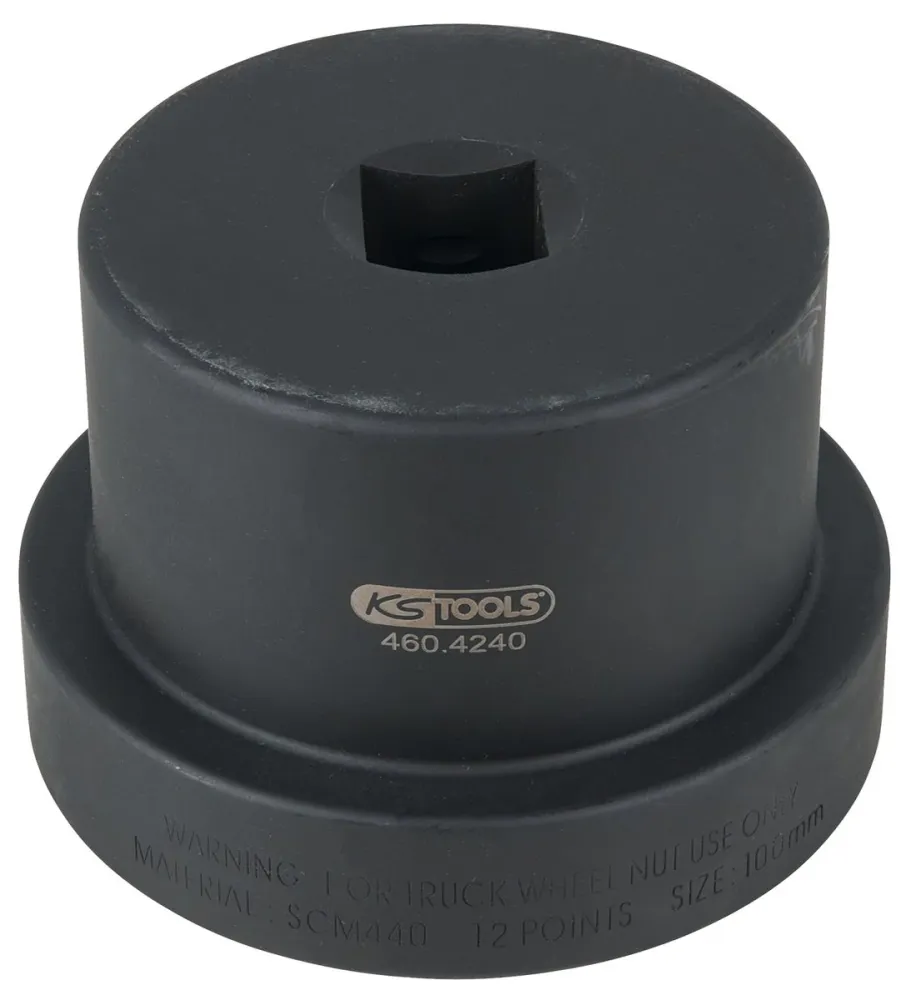 KS TOOLS Llave de vaso de 1' para tuercas de eje con cubo guí, 12 cantos, 100 mm ( 460.4240 ) BRILLIANT TOOLS