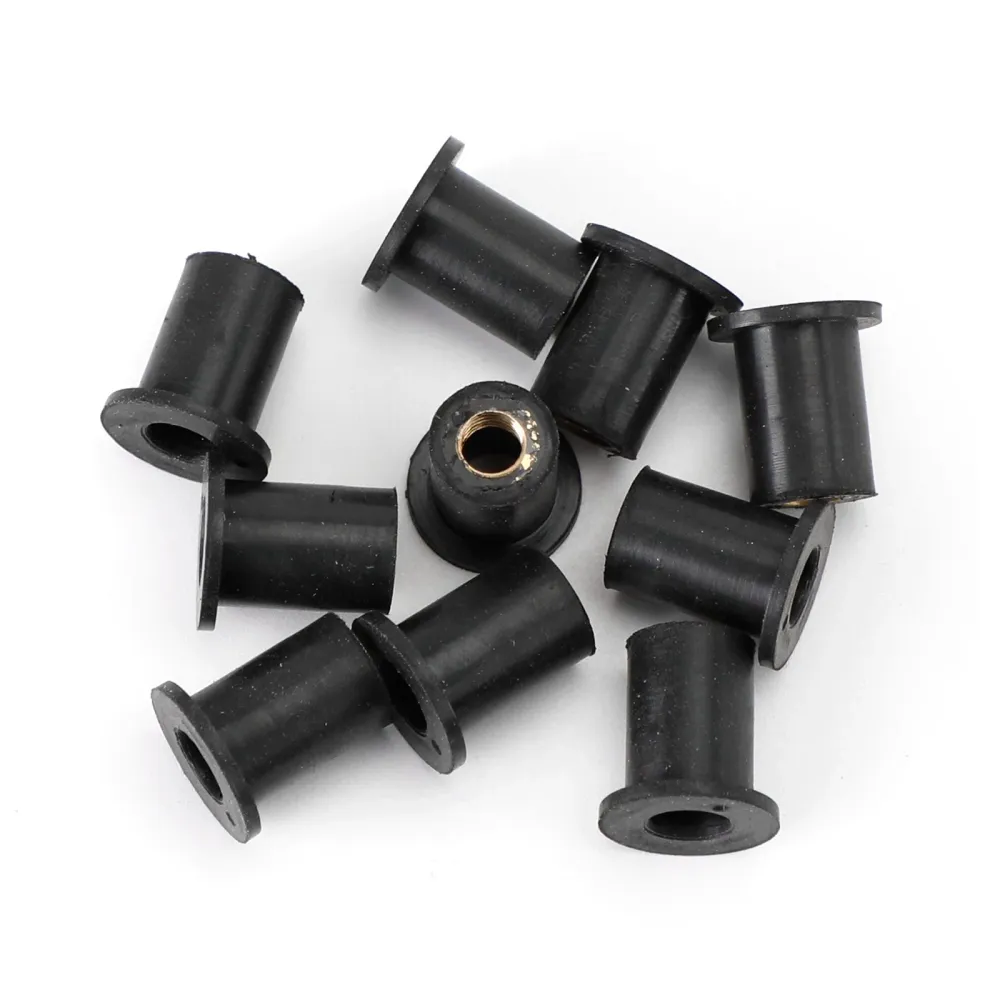 10 Cantidad M5 Tuerca de goma para parabrisas & Tuercas de carenado de 5 mm para orificios de 10 mm