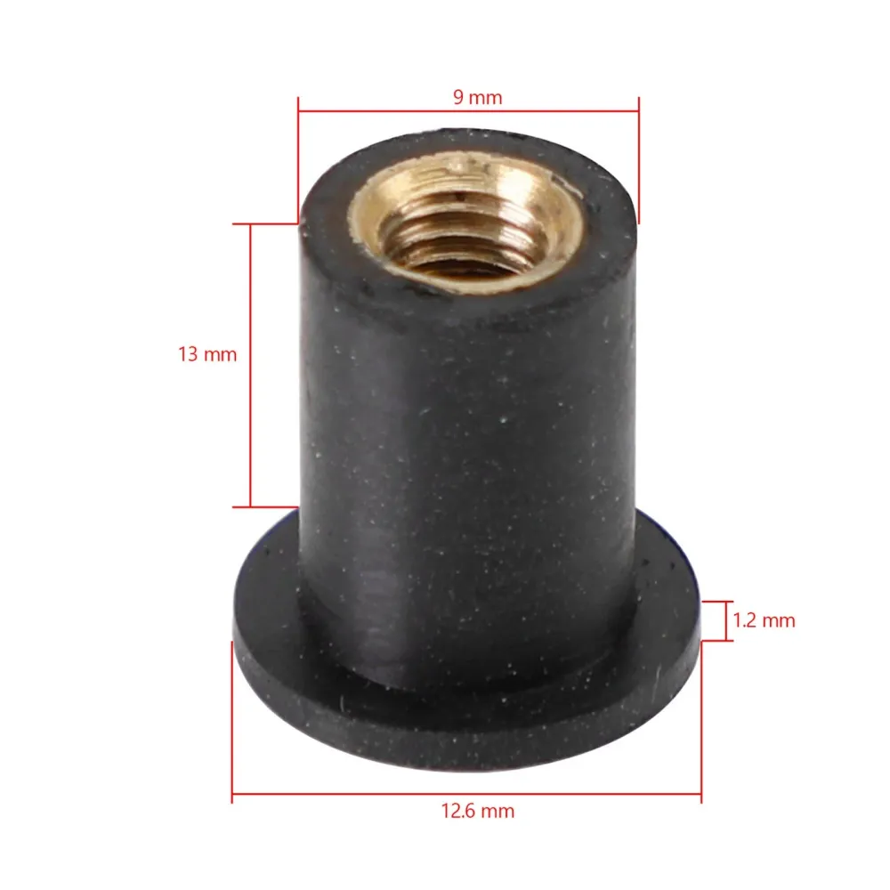 10 Cantidad M5 Tuerca de goma para parabrisas & Tuercas de carenado de 5 mm para orificios de 10 mm
