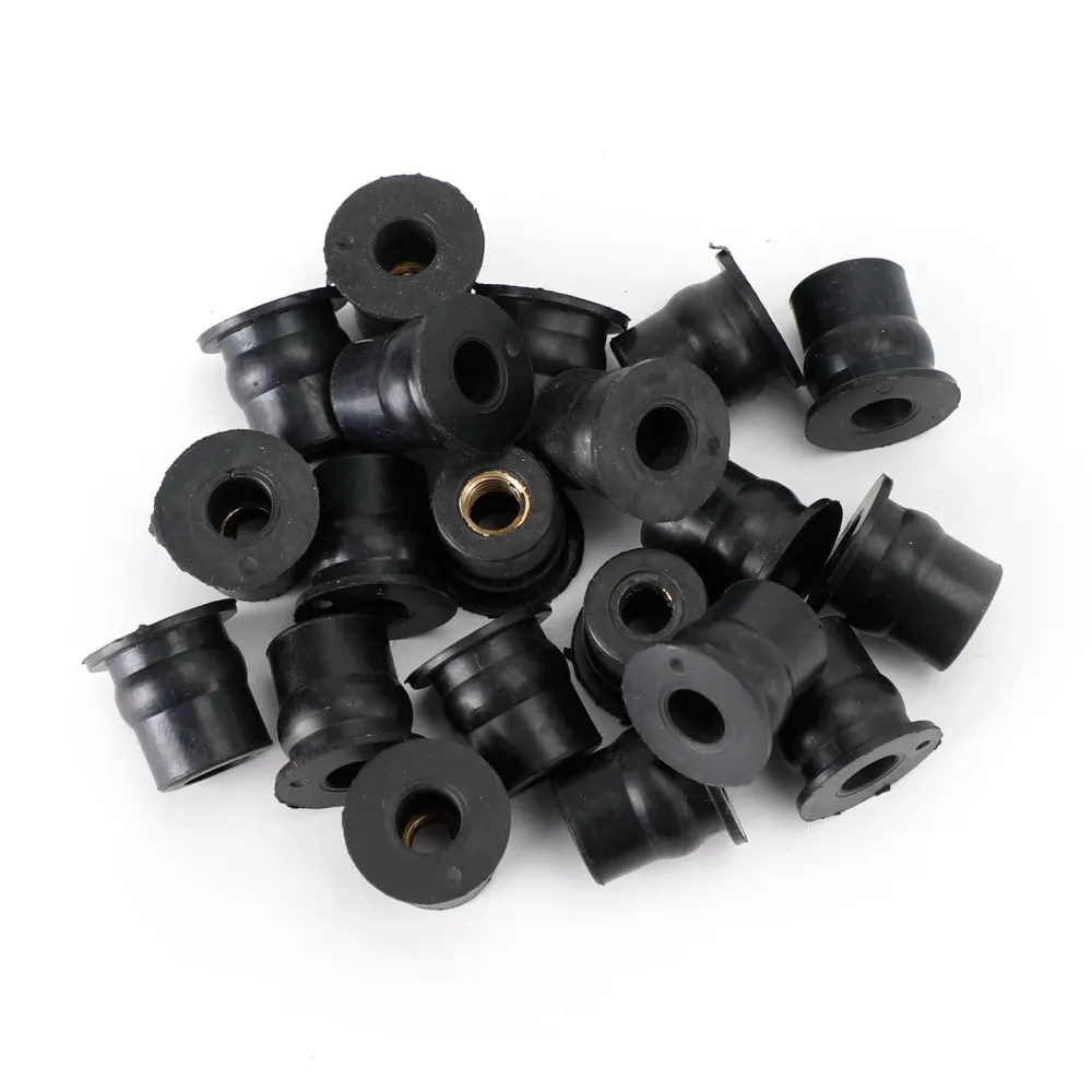 20 Cantidad M6 Tuerca de goma para parabrisas & Tuercas de carenado de 6 mm para orificios de 13 mm