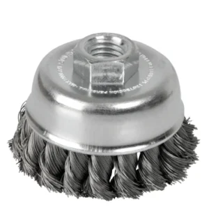 Carda copa trenzada alambre delgado 3" x 0.35 mm con rosca M14 Casa Ferretera Poniente