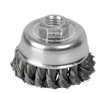 Carda copa trenzada alambre delgado 3" x 0.35 mm con rosca M14 Casa Ferretera Poniente