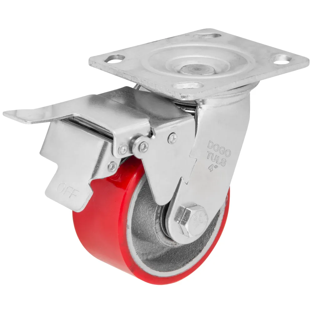 RODAJA FIERRO PU ROJO GIRA / FRENO 4" Casa Ferretera Poniente