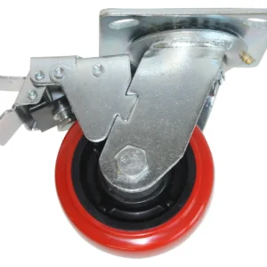 RODAJA PP NEGRO Y PU ROJO GIRA FRENO 4" Casa Ferretera Poniente