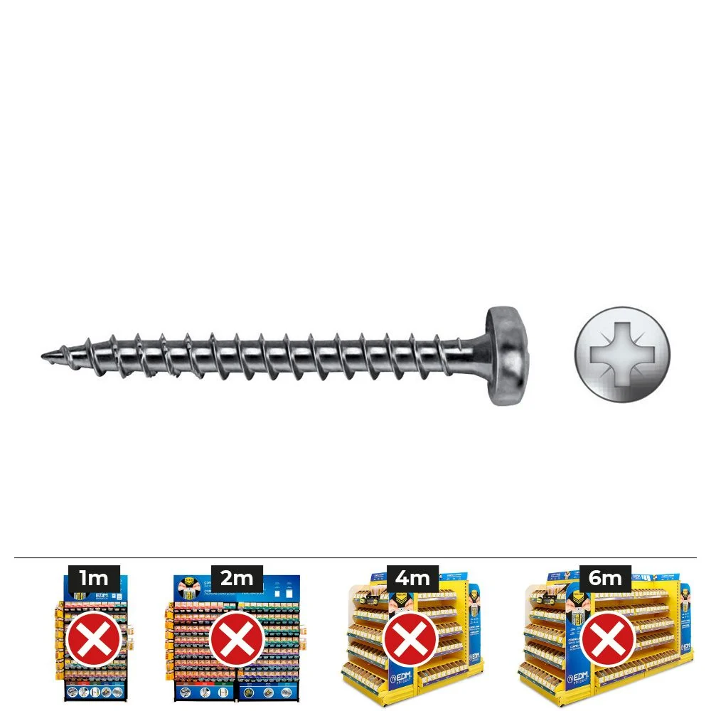 CAJA 1000 UNIDADES TORNILLO MADERA VLOX B ROSCA COMPLETA ALOMADO IMPRONTA PZ Ø 3,5 x 25 mm CINCADO CELO