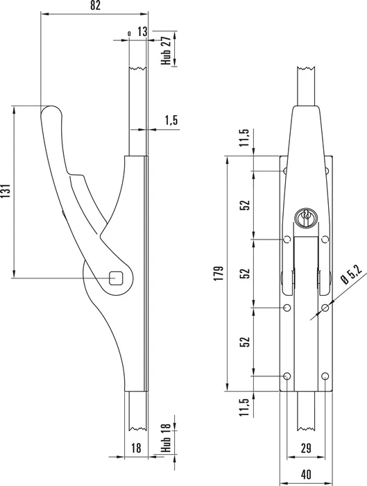 Cerrojo con llave DENI PLANO ( 3000255598 ) 13 mm con llave metal ligero galvanizado