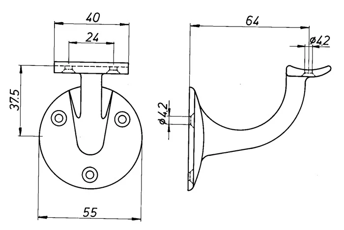 Soporte de barandilla DENI ( 3000259227 ) aluminio anodizado plata soporte curvo