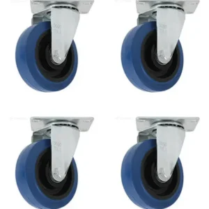 4 Pzs Rueda Goma Elastica Giratoria Dogotuls Rodaja Azul 4´´