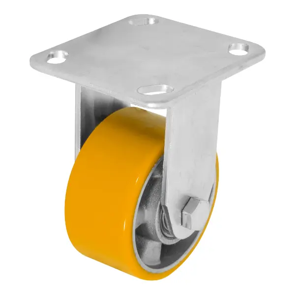 Rodaja De Aluminio PU Naranja Fija Con Placa 4" Dogotuls