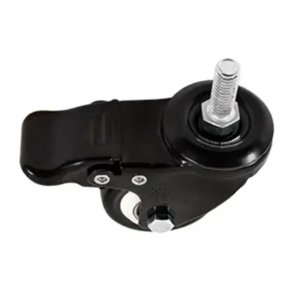 Rodaja Giratoria PVC Negro Espiga Roscada 3/8" y Freno 2" Dogotuls