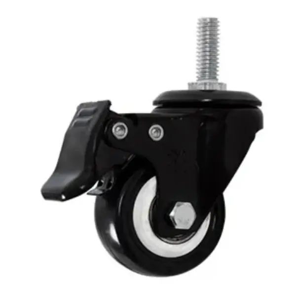 Rodaja Giratoria PVC Negro Espiga Roscada 3/8" y Freno 2" Dogotuls