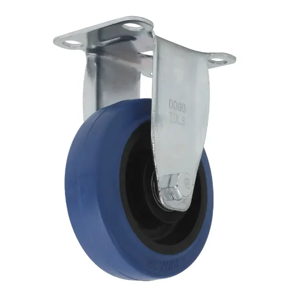 Rodaja de goma elástica azul fija con placa 4″ Dogotuls