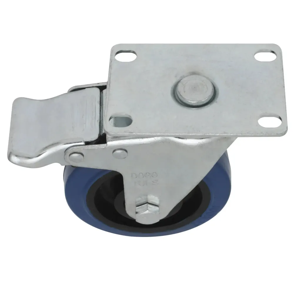 Rodaja Goma Elástica 4" Dogotuls Giratoria con Freno, Azul