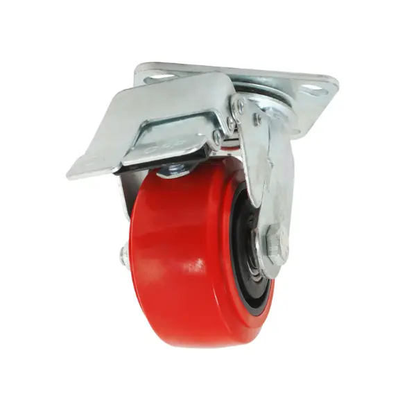 Rodaja PP Negro y PU Rojo 4" Dogotuls Giratoria con Freno