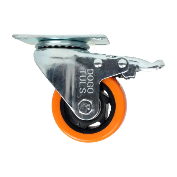 Rodaja PVC 3" Dogotuls Giratoria con Freno, Naranja