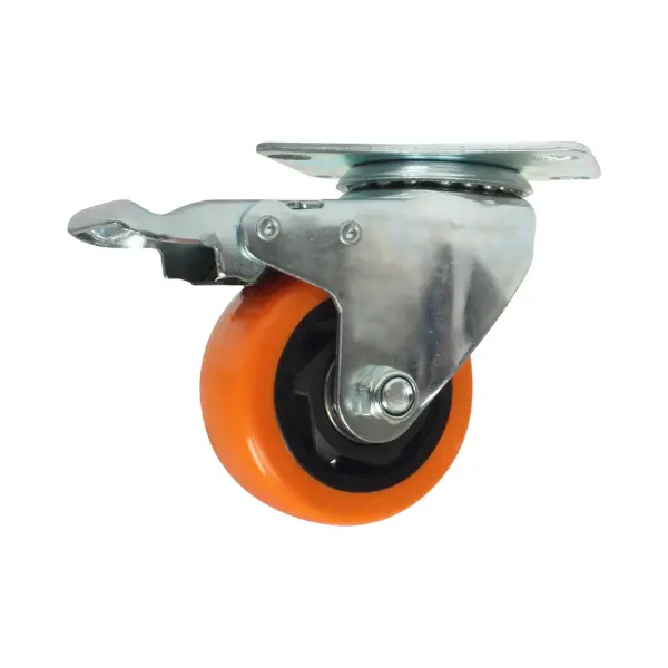 Rodaja PVC 3" Dogotuls Giratoria con Freno, Naranja