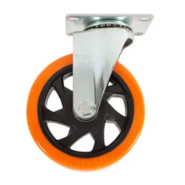 Rodaja PVC Naranja Giratoria Con Placa 5" Dogotuls