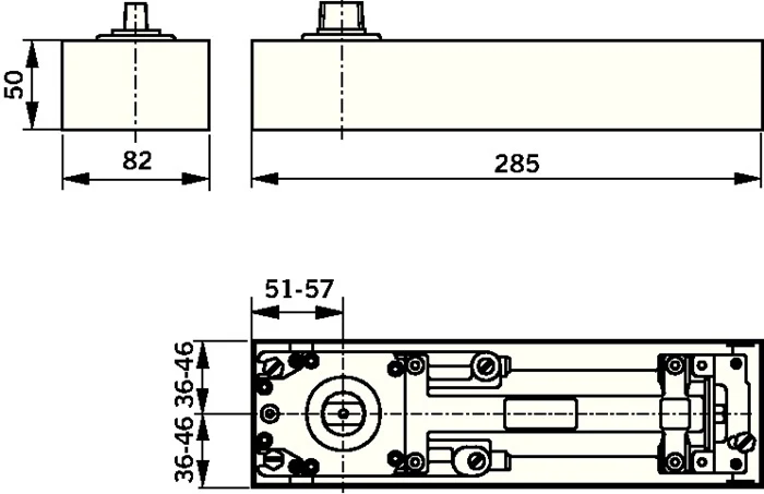Muelle de suelo Dormakaba BTS 75 V ( 3325032011 ) Norma EN 1-4 peso máx. de puerta 120 kg