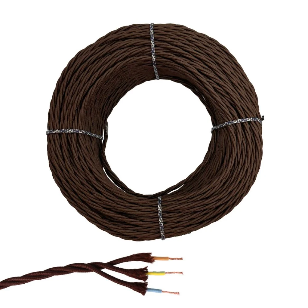 CABLE PARALELO TEXTIL TRENZADO H05V-K 3 G 1,00 mm² MARRÓN EURO/m EDM