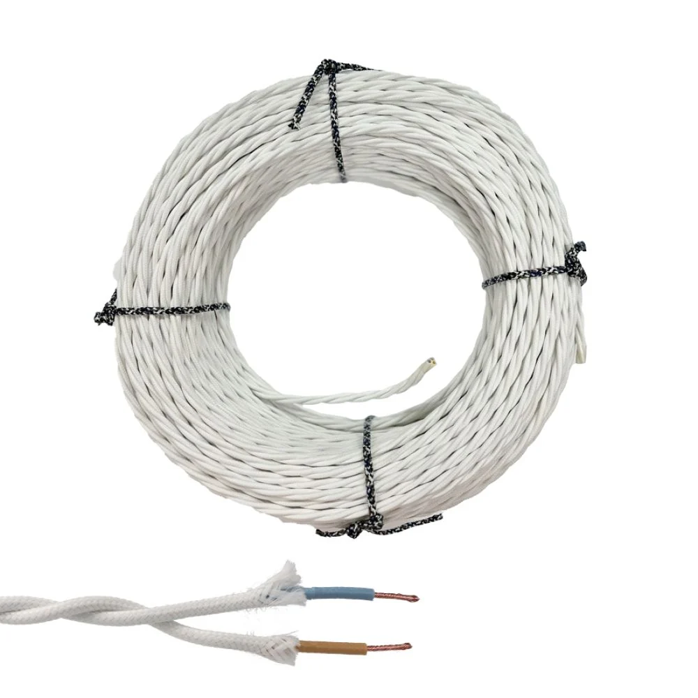 CABLE PARALELO TEXTIL TRENZADO H05VV-F 2 x 1,50 mm² BLANCO EURO/m EDM