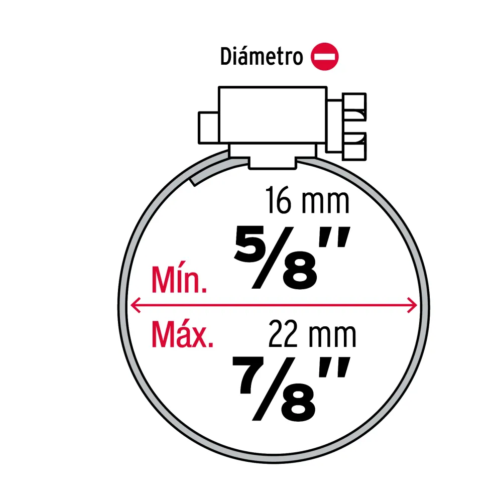 Bolsa con 10 abrazaderas sin fin reforzadas # 8, 5/8 - 7/8" Fiero