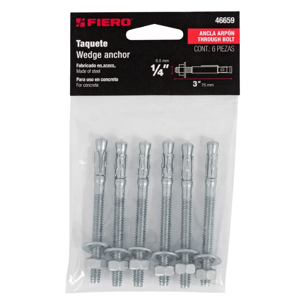 Bolsa con 6 taquetes arpón 1/4" x 3", Fiero
